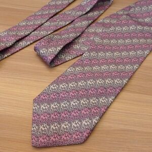 Dunhill London Dragon Stripe Silk Tie Mens Pink Mulberry Novelty Woven Art $300